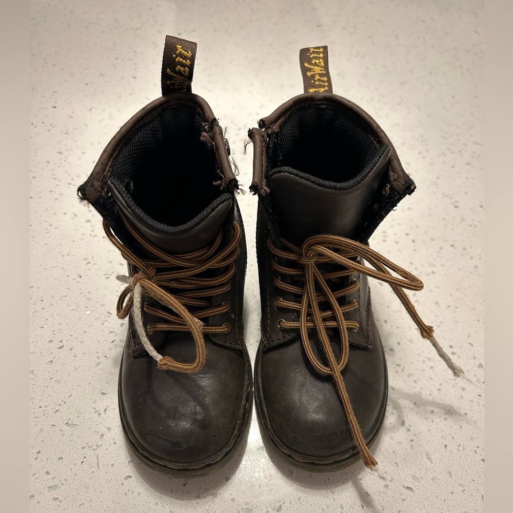 Dr Martens TODDLER 1460 SOFTY T LEATHER LACE UP BOOTS Sz 10